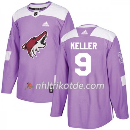 Arizona Coyotes Trikot Clayton Keller 9 Adidas 2017-2018 Lila Fights Cancer Practice Authentic - Herren